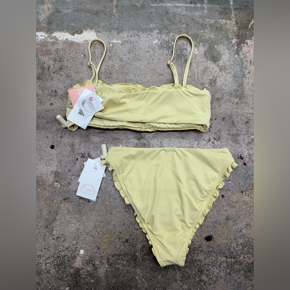 NWT Dippin' Daisy's Yellow Eco Bandeau & Pacific Bikini Bottom - Picture 7 of 9
